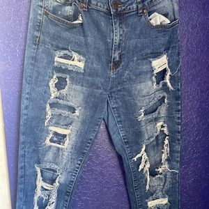 Distressed Blue Jeans